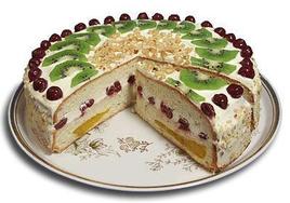 Бисквитный торт "Фруктовая радуга"