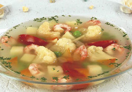 Суп овощной с креветками